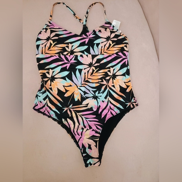 Roxy Other - Roxy Black One-Piece Swimsuit with Tropical Print